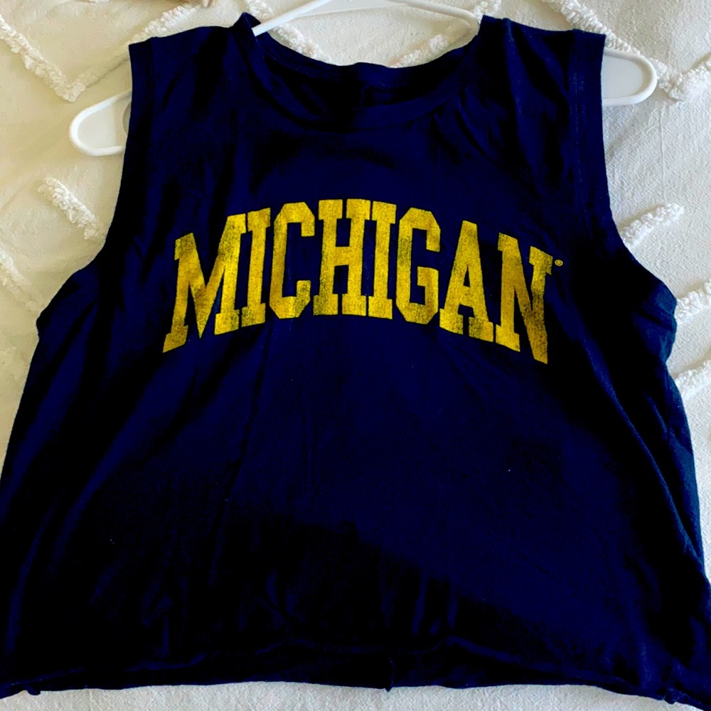 Small Michigan tank top, Worn Once (looks new) Blue and Yellow